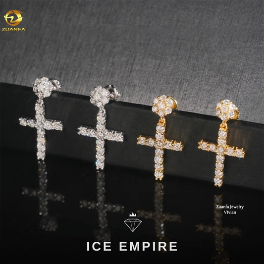 Iced Out 925 Silver Moissanite Earrings