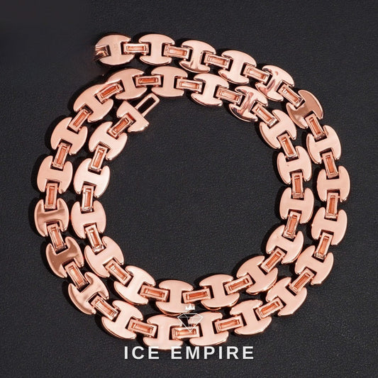 Iced Out Rose Gold Plated Moissanite Cuban Chain