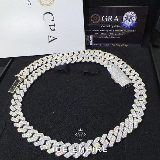 Iced Out 925 Silver Moissanite Cuban Chain