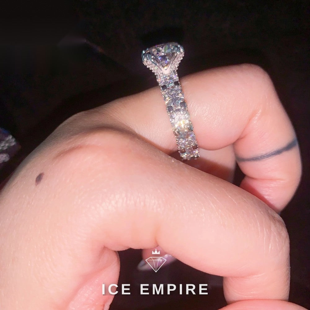 Iced Out 925 Silver Moissanite Wedding Band