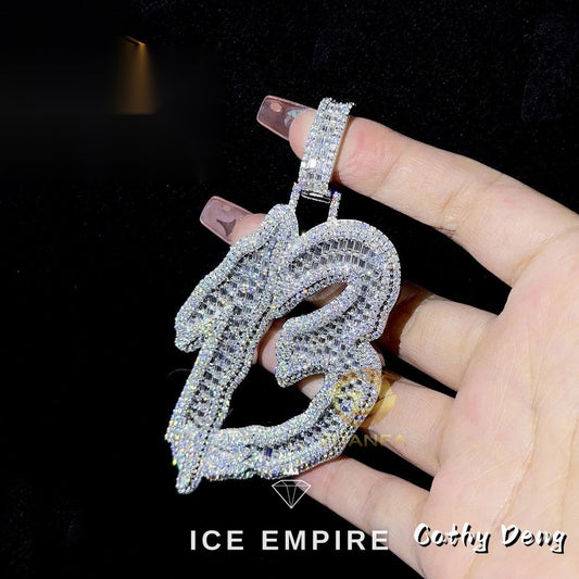 Iced Out Baguette Rose Gold Plated Moissanite Cuban Chain
