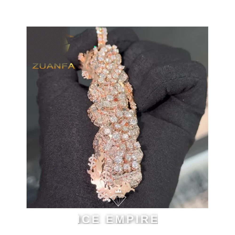 Iced Out Rose Gold Plated Moissanite Pendant