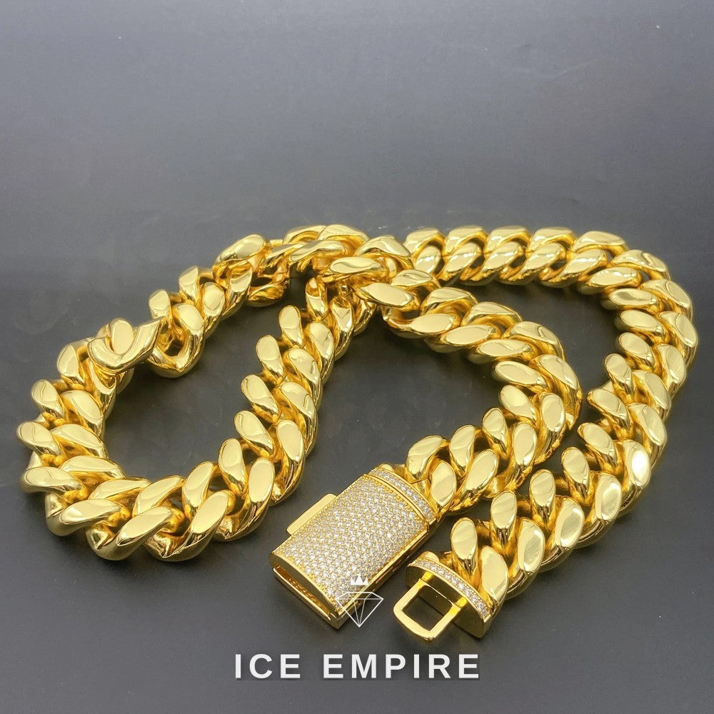 Iced Out Rose Gold Plated Moissanite Cuban Chain