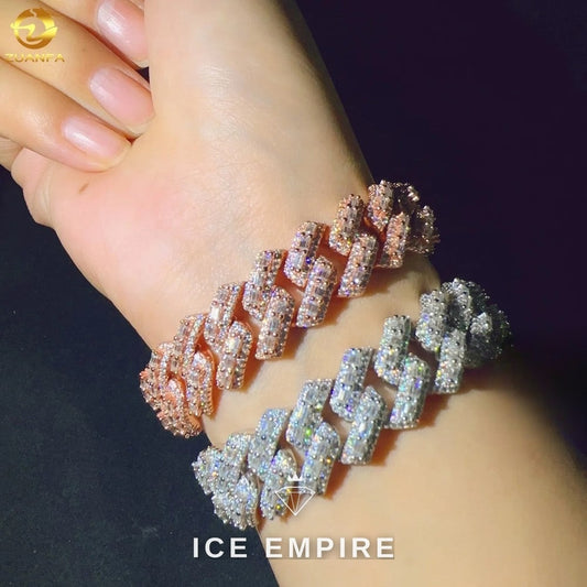 Iced Out 925 Silver Moissanite Cuban Chain