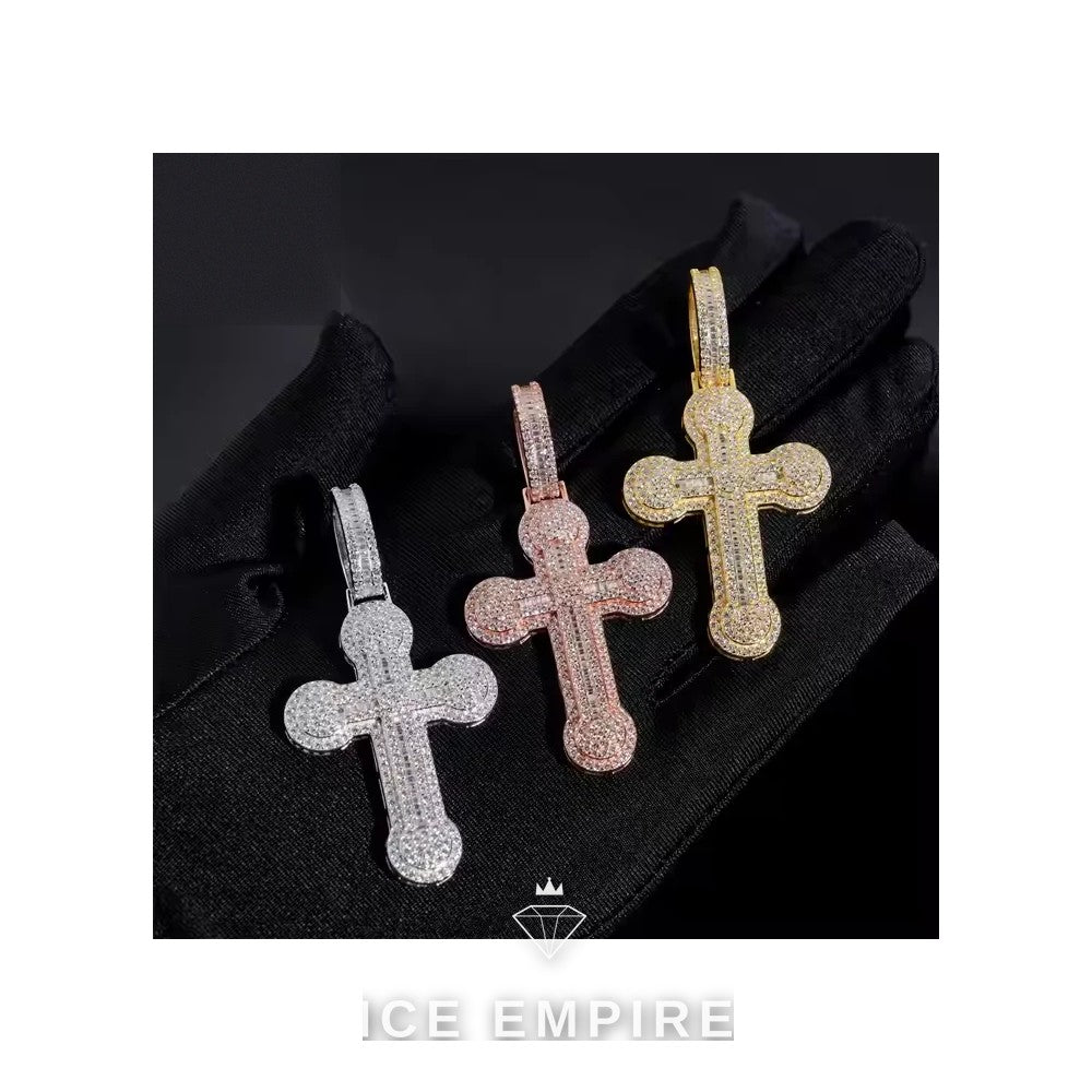 Iced Out Cross 925 Silver Moissanite Pendant