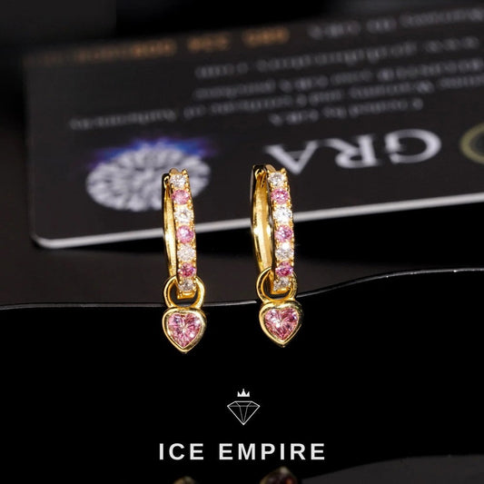 Iced Out Heart Rose Gold Plated Moissanite Hoop Earrings