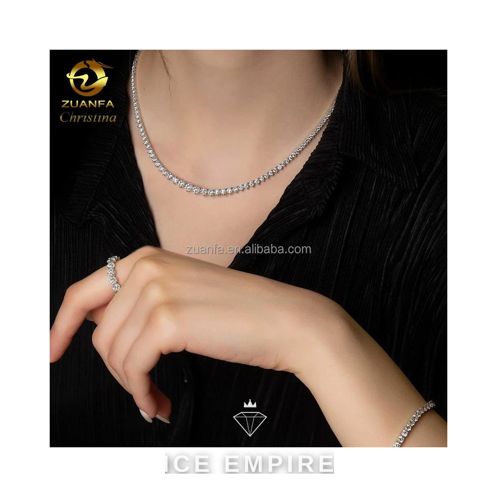 Iced Out 925 Silver Moissanite Cuban Chain