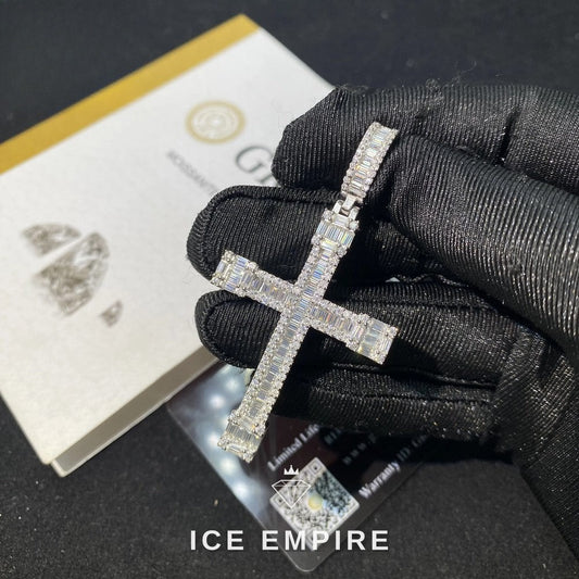 Iced Out Baguette Rose Gold Plated Moissanite Pendant
