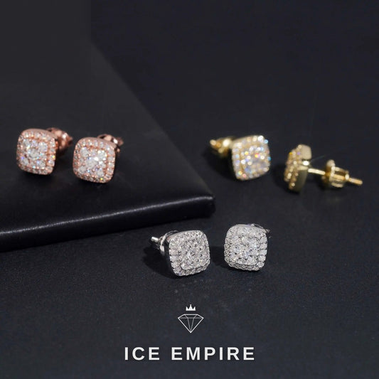 Iced Out 925 Silver Moissanite Stud Earrings