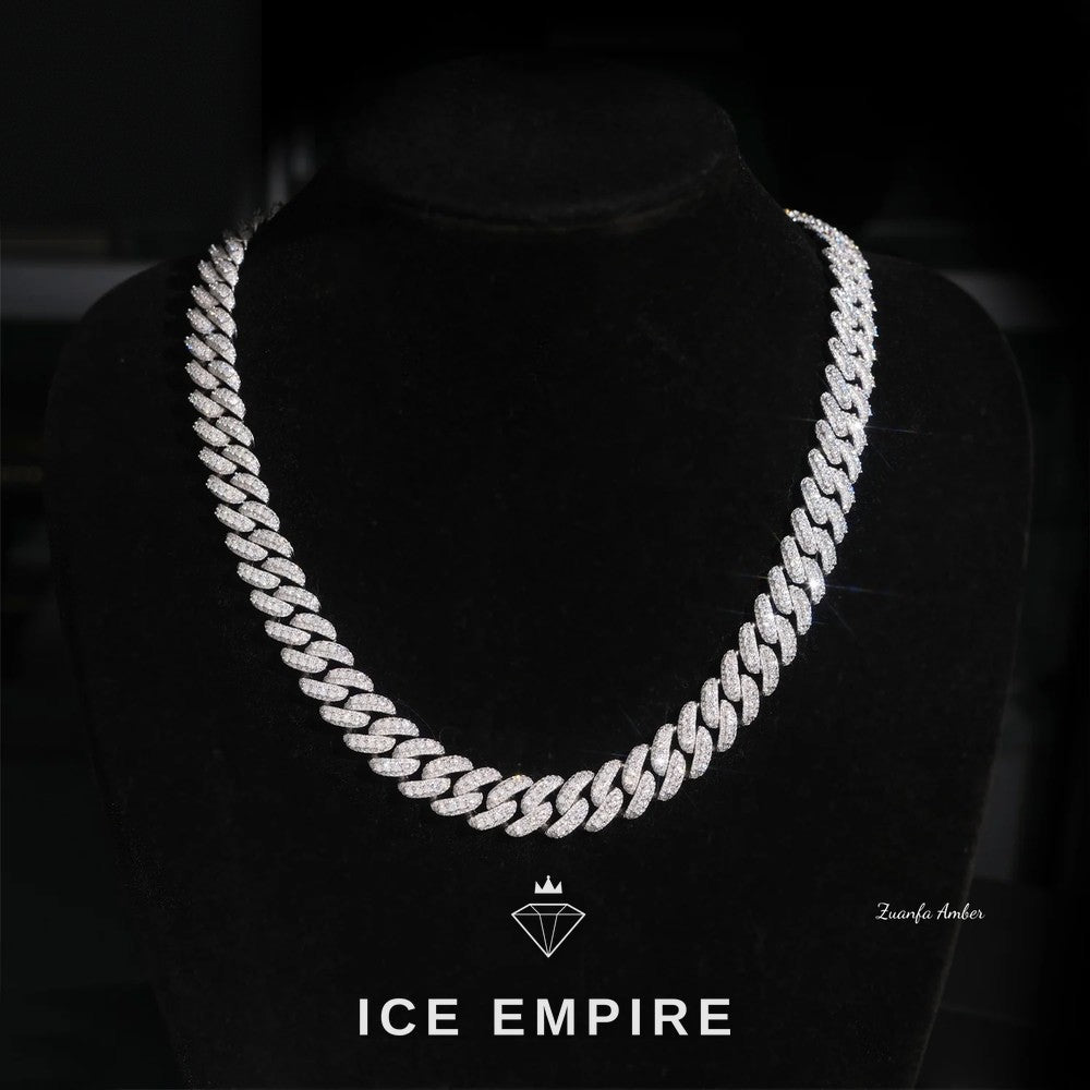 Iced Out 925 Silver Moissanite Cuban Chain
