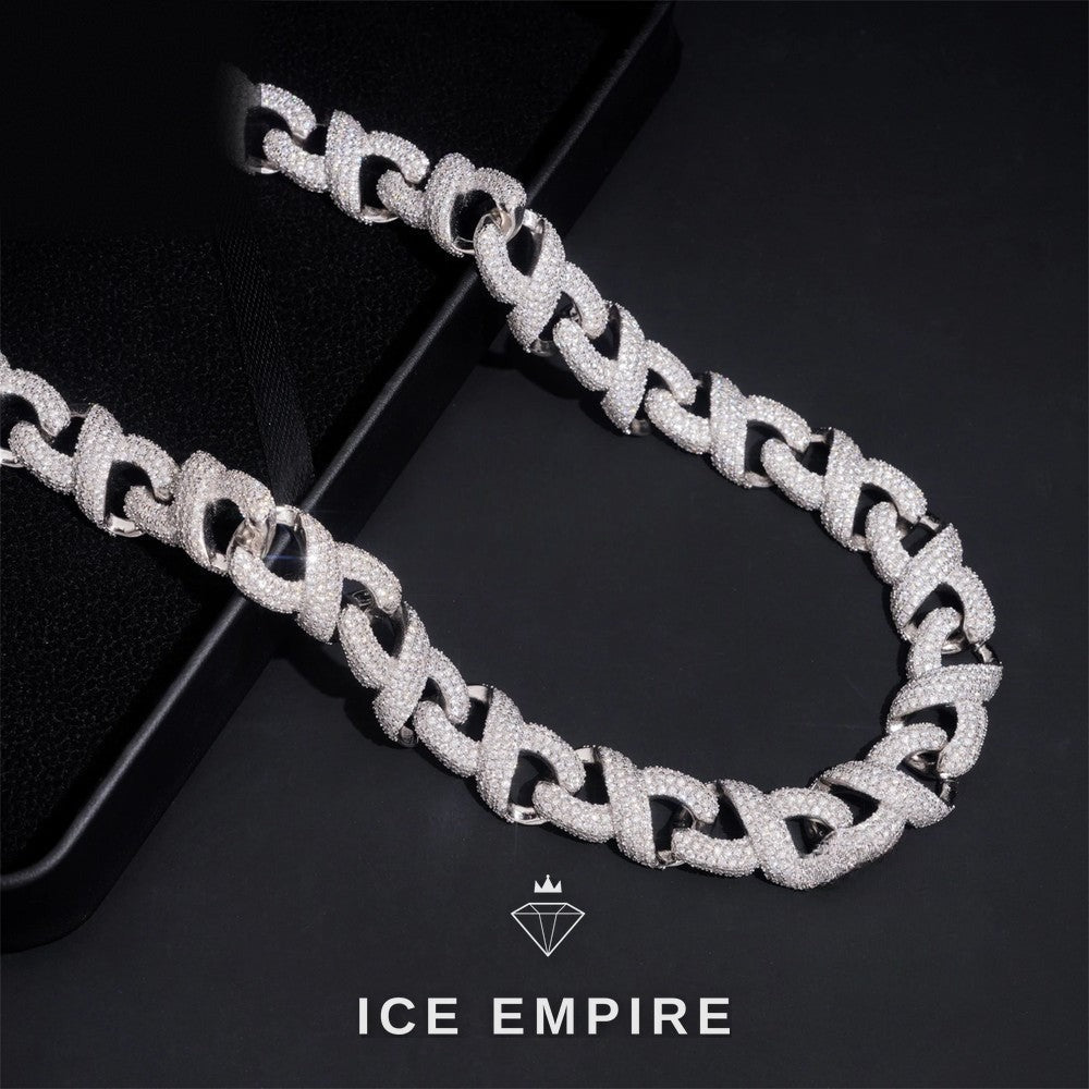 Iced Out 925 Silver Moissanite Cuban Chain