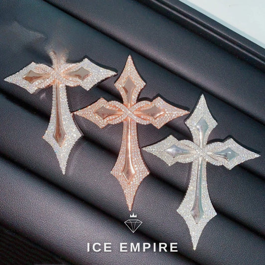Iced Out Cross 925 Silver Moissanite Pendant