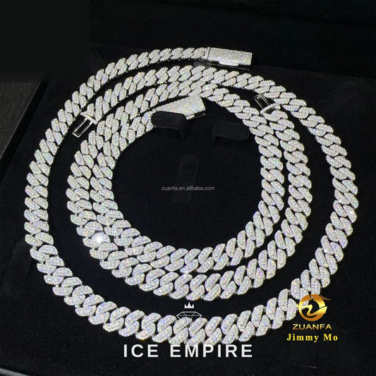 Iced Out 925 Silver Moissanite Cuban Chain