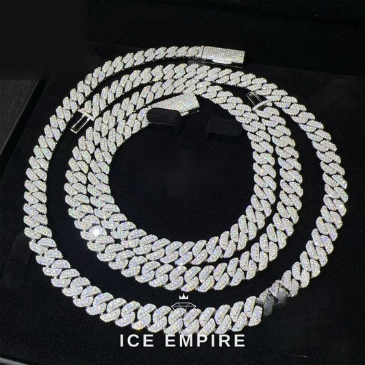 Iced Out 925 Silver Moissanite Cuban Chain