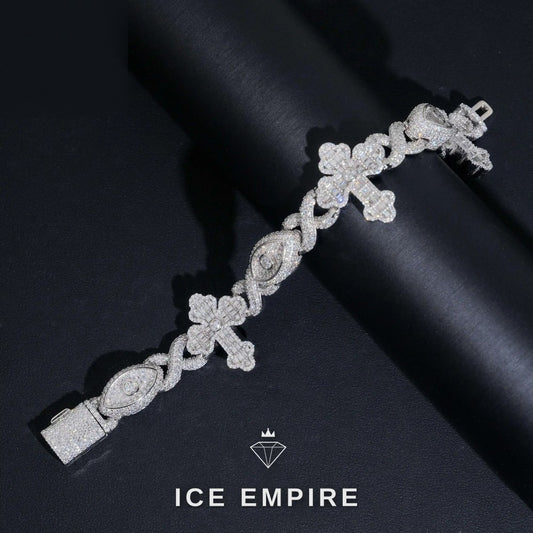Iced Out Cross 925 Silver Moissanite Cuban Chain