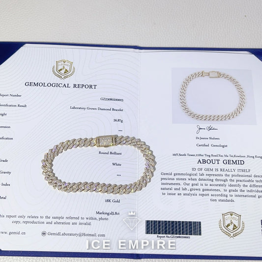 Iced Out Gold Plated Moissanite Cuban Chain