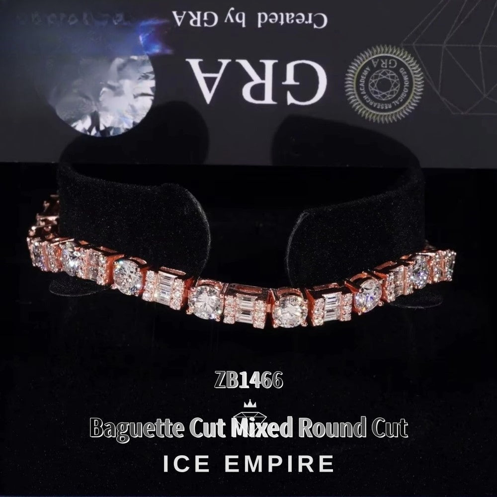 Iced Out Baguette Rose Gold Plated Moissanite Cuban Chain