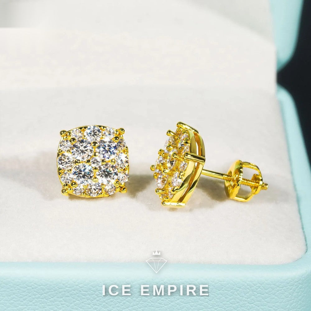 Iced Out Gold Plated Moissanite Stud Earrings