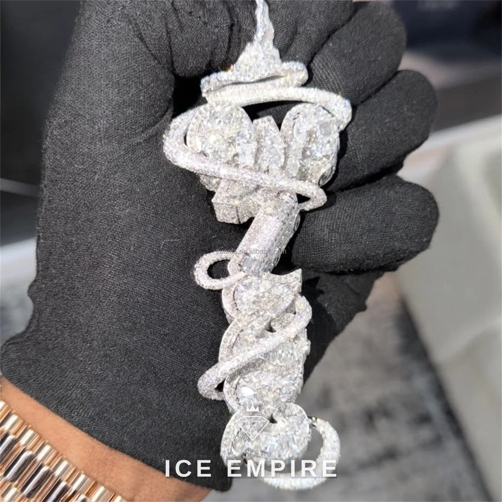 Iced Out Baguette Rose Gold Plated Moissanite Pendant
