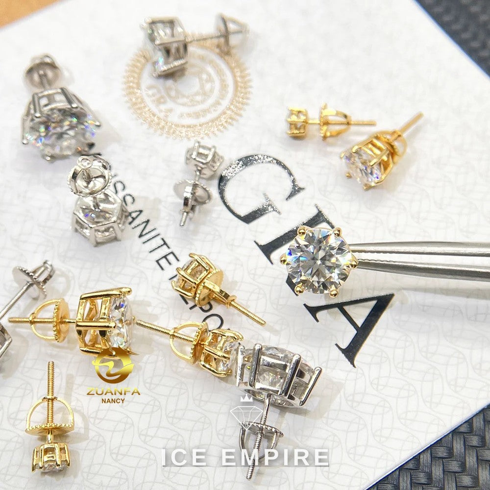 Iced Out 925 Silver Moissanite Earrings