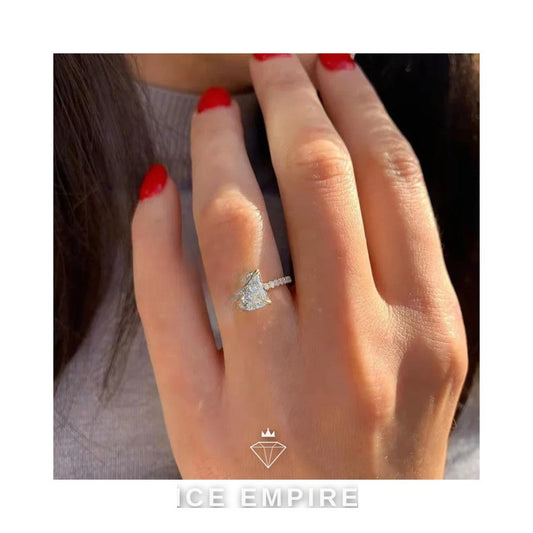Iced Out 14K Gold Moissanite Engagement Ring