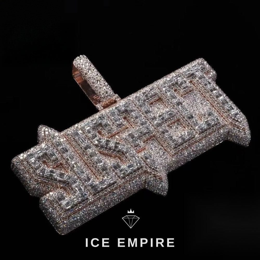 Iced Out Baguette 925 Silver Moissanite Pendant