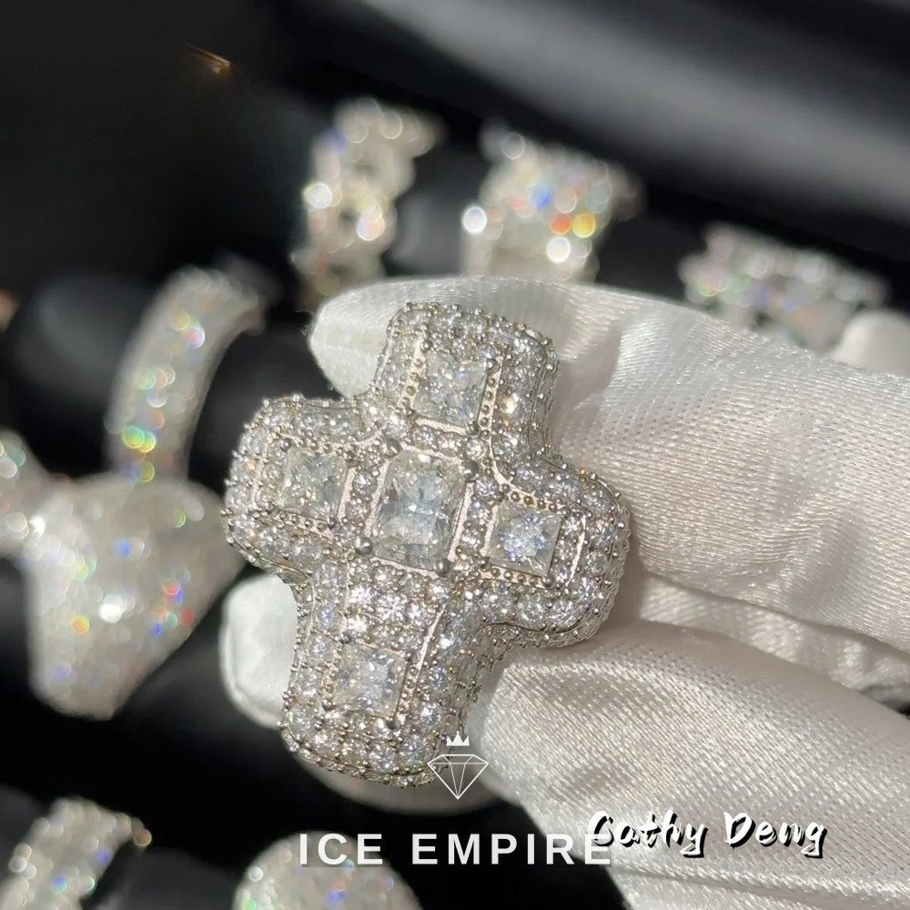 Iced Out 925 Silver Moissanite Ring