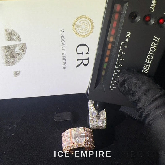 Iced Out Rose Gold Plated Moissanite Ring