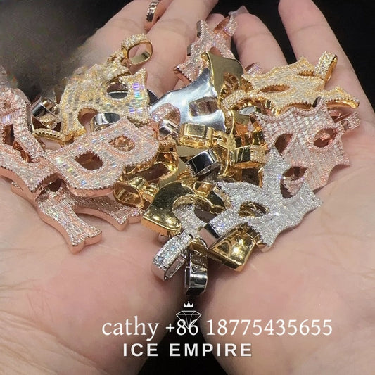 Iced Out Baguette Rose Gold Plated Moissanite Pendant