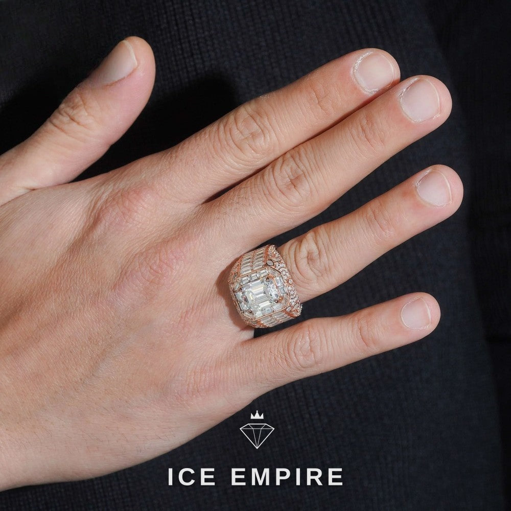 Iced Out Rose Gold Plated Moissanite Ring