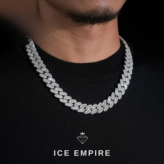 Iced Out Baguette Rose Gold Plated Moissanite Cuban Chain