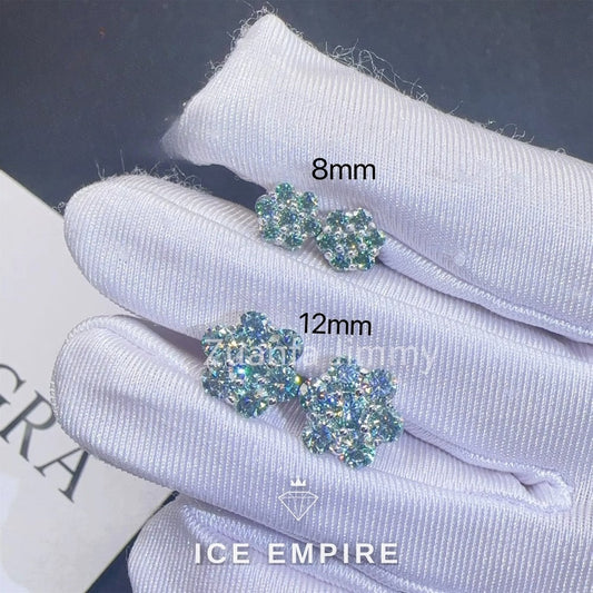 Iced Out Cluster 925 Silver Moissanite Stud Earrings