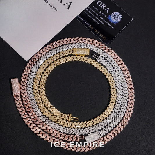 Iced Out Rose Gold Moissanite Cuban Chain