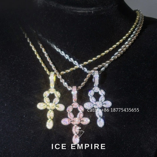 Iced Out Cross Rose Gold Plated Pendant