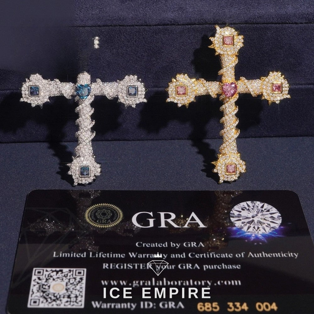 Iced Out Cross 925 Silver Pendant