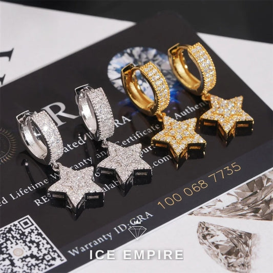 Iced Out 925 Silver Moissanite Hoop Earrings