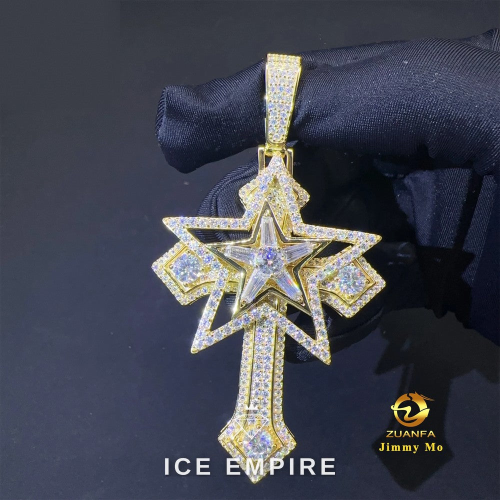 Iced Out Cross 925 Silver Pendant