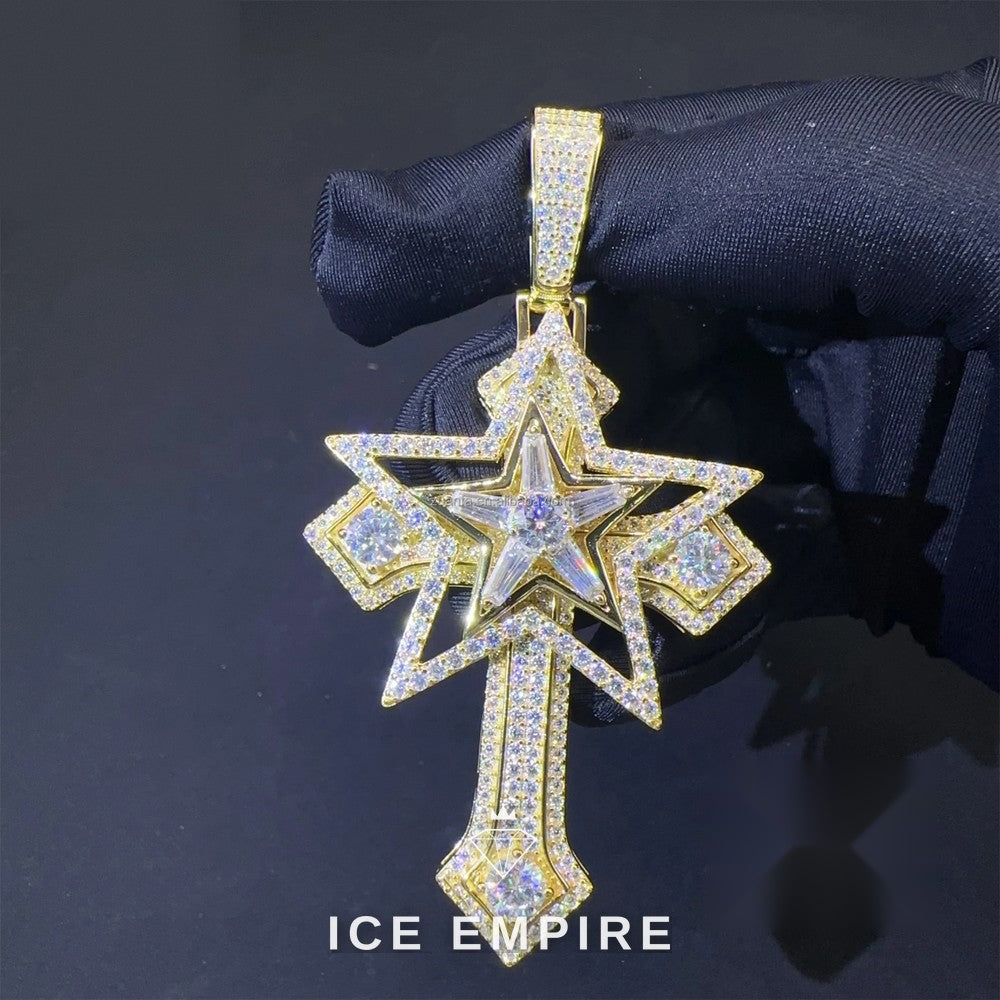 Iced Out Cross 925 Silver Pendant