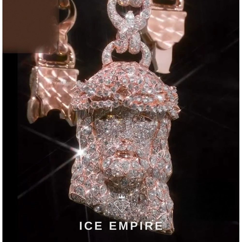 Iced Out Rose Gold Moissanite Pendant