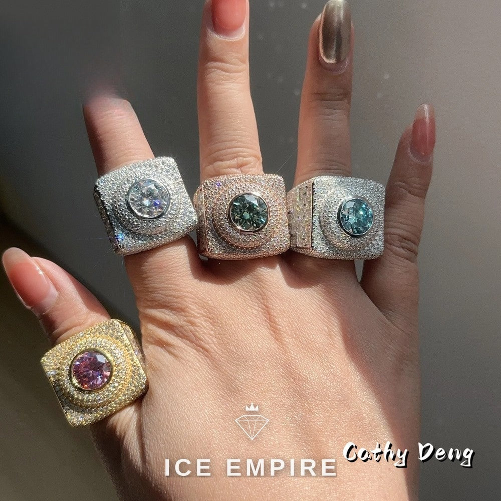Iced Out 925 Silver Moissanite Ring