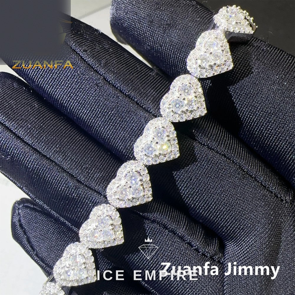 Iced Out Heart 925 Silver Moissanite Ring