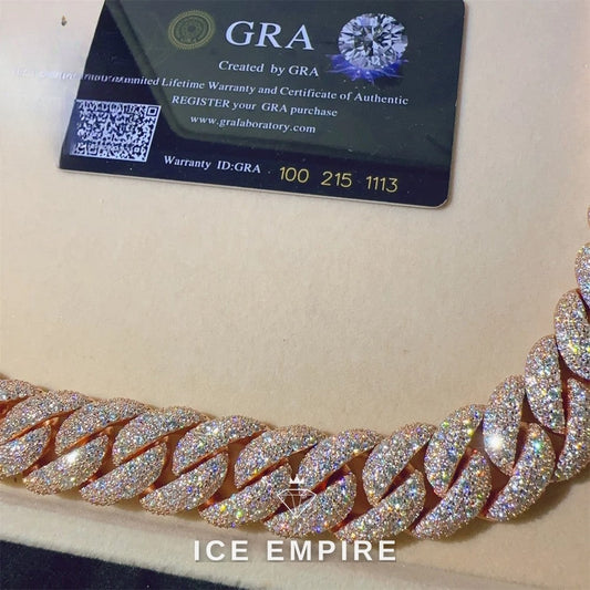 Iced Out Rose Gold Plated Moissanite Cuban Chain