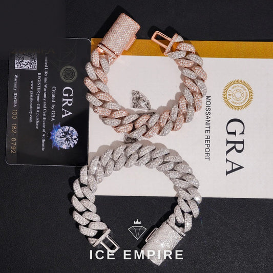 Iced Out 925 Silver Moissanite Cuban Chain