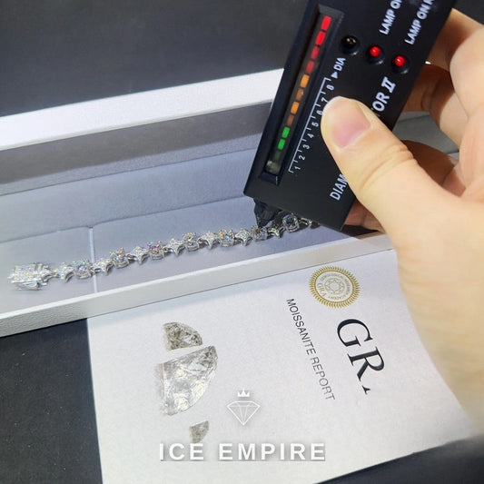 Iced Out Cluster 925 Silver Moissanite Tennis Chain