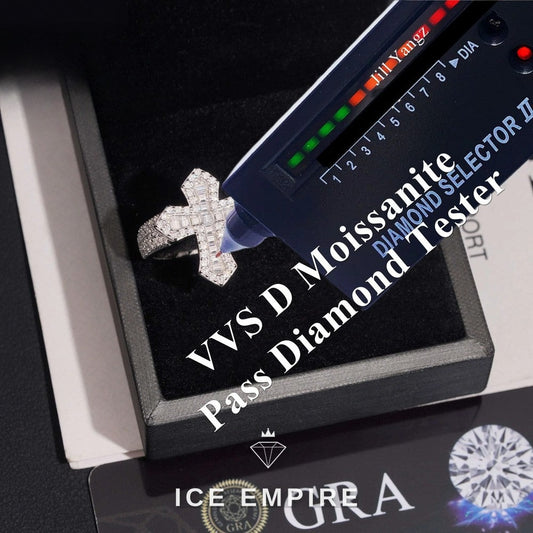 Iced Out Baguette 925 Silver Moissanite Ring