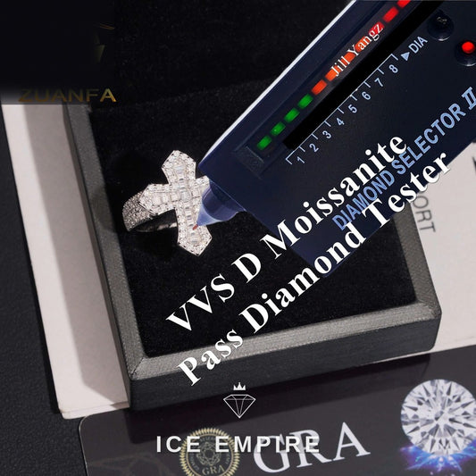 Iced Out Baguette 925 Silver Moissanite Ring