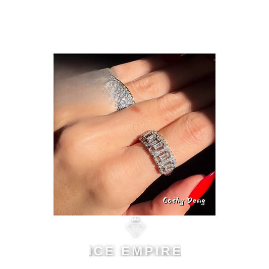 Iced Out 925 Silver Moissanite Engagement Ring