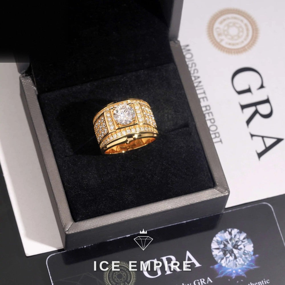 Iced Out Gold Plated Moissanite Ring