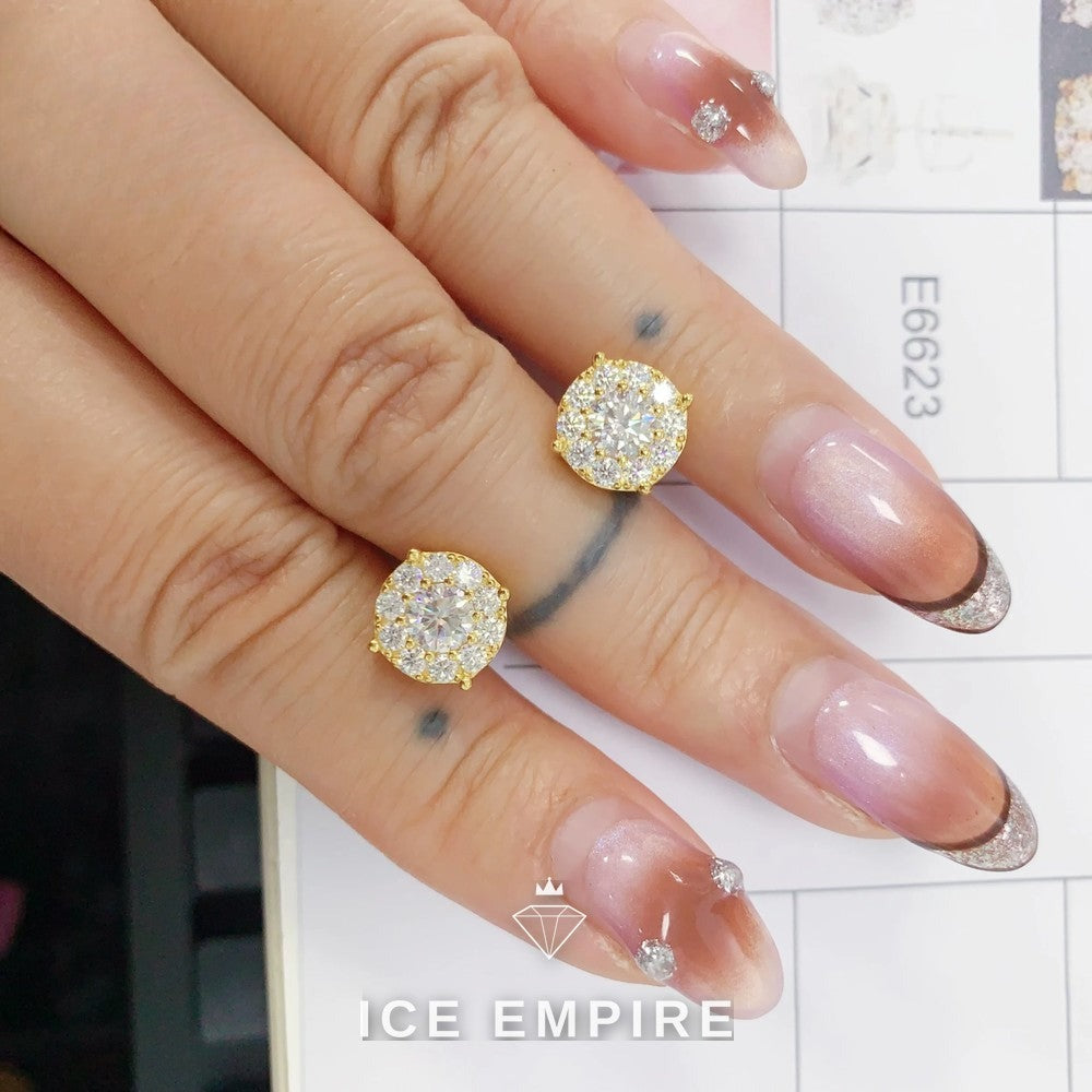 Iced Out Cross Gold Plated Moissanite Hoop Earrings