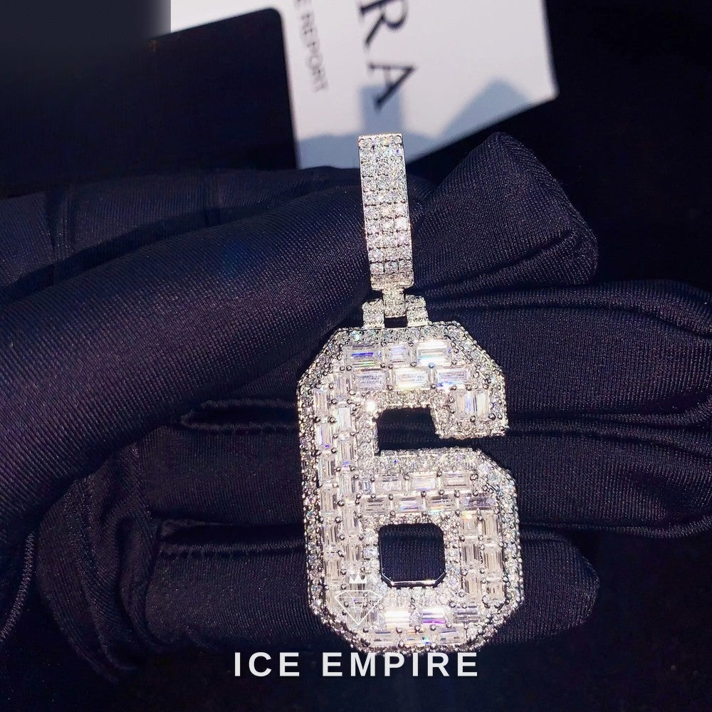 Iced Out Baguette 925 Silver Pendant